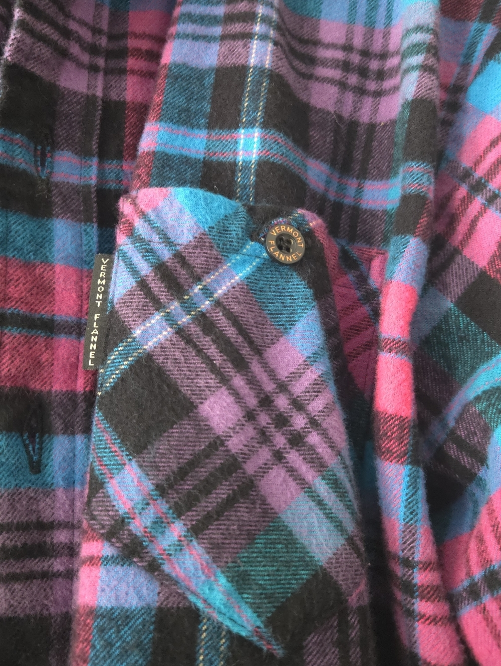 Plaid Button-Down Flannel Shirt in Pink & Blue - Picture 4 of 4